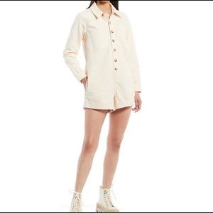 Gianni Bini Cream Denim Utility Romper